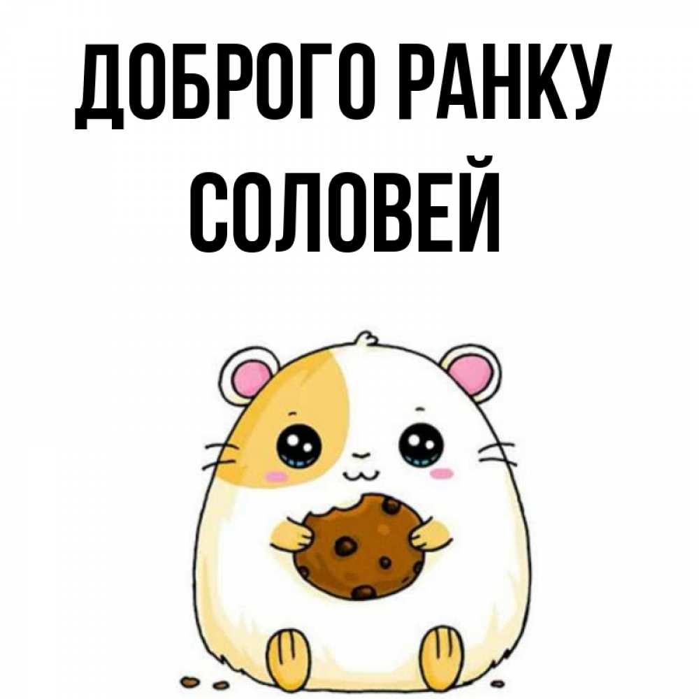 Открытка на каждый день з підписом, Соловей Доброго ранку есть печеньку. Утречко Прикольна листівка з побажанням онлайн скачати безкоштовно 