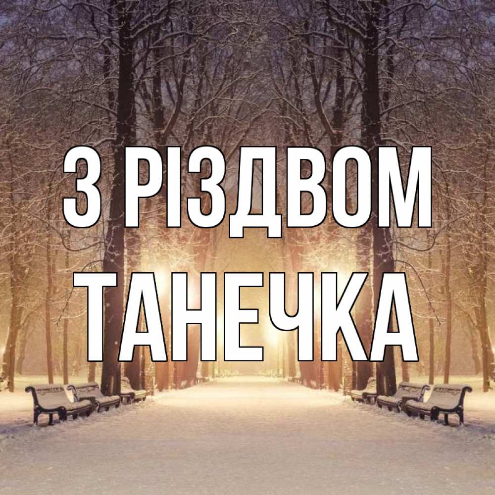 Открытка на каждый день з підписом, Танечка З Різдвом зима, парк, фонарь, лес Прикольна листівка з побажанням онлайн скачати безкоштовно 