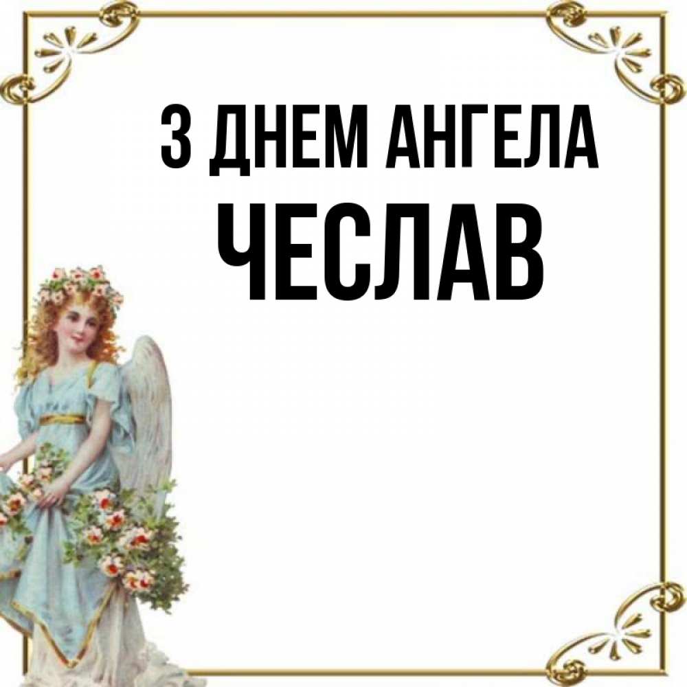 Открытка на каждый день з підписом, Чеслав З Днем ангела с именинами от девушки ангела Прикольна листівка з побажанням онлайн скачати безкоштовно 