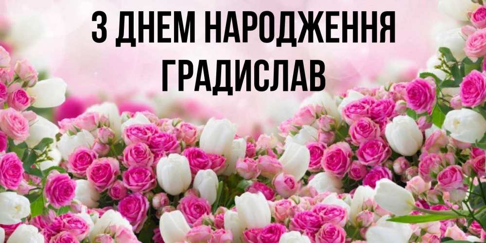 Открытка на каждый день з підписом, Градислав З Днем народження открытка с разными розами Прикольна листівка з побажанням онлайн скачати безкоштовно 
