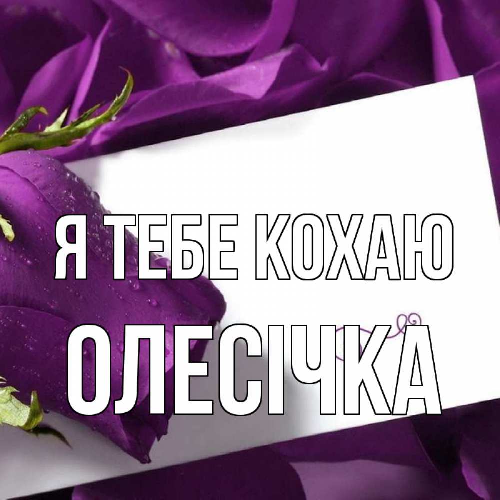 Открытка на каждый день з підписом, Олесічка Я тебе кохаю роза Прикольна листівка з побажанням онлайн скачати безкоштовно 