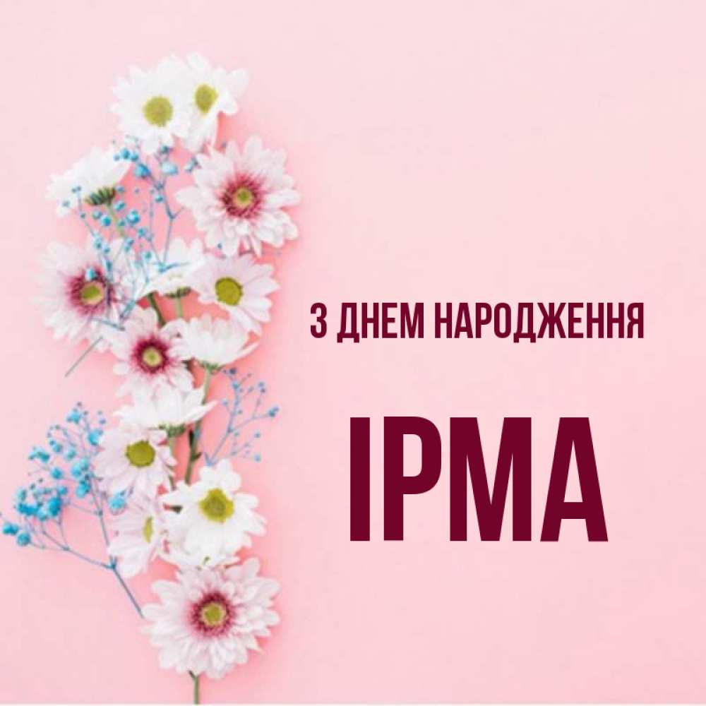 Открытка на каждый день з підписом, Ірма З Днем народження Родная моя с днем рождения тебя картинка с цветами белыми и голубыми Прикольна листівка з побажанням онлайн скачати безкоштовно 