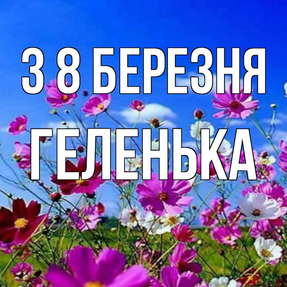 Открытка на каждый день з підписом, Геленька З 8 БЕРЕЗНЯ цветы Прикольна листівка з побажанням онлайн скачати безкоштовно 