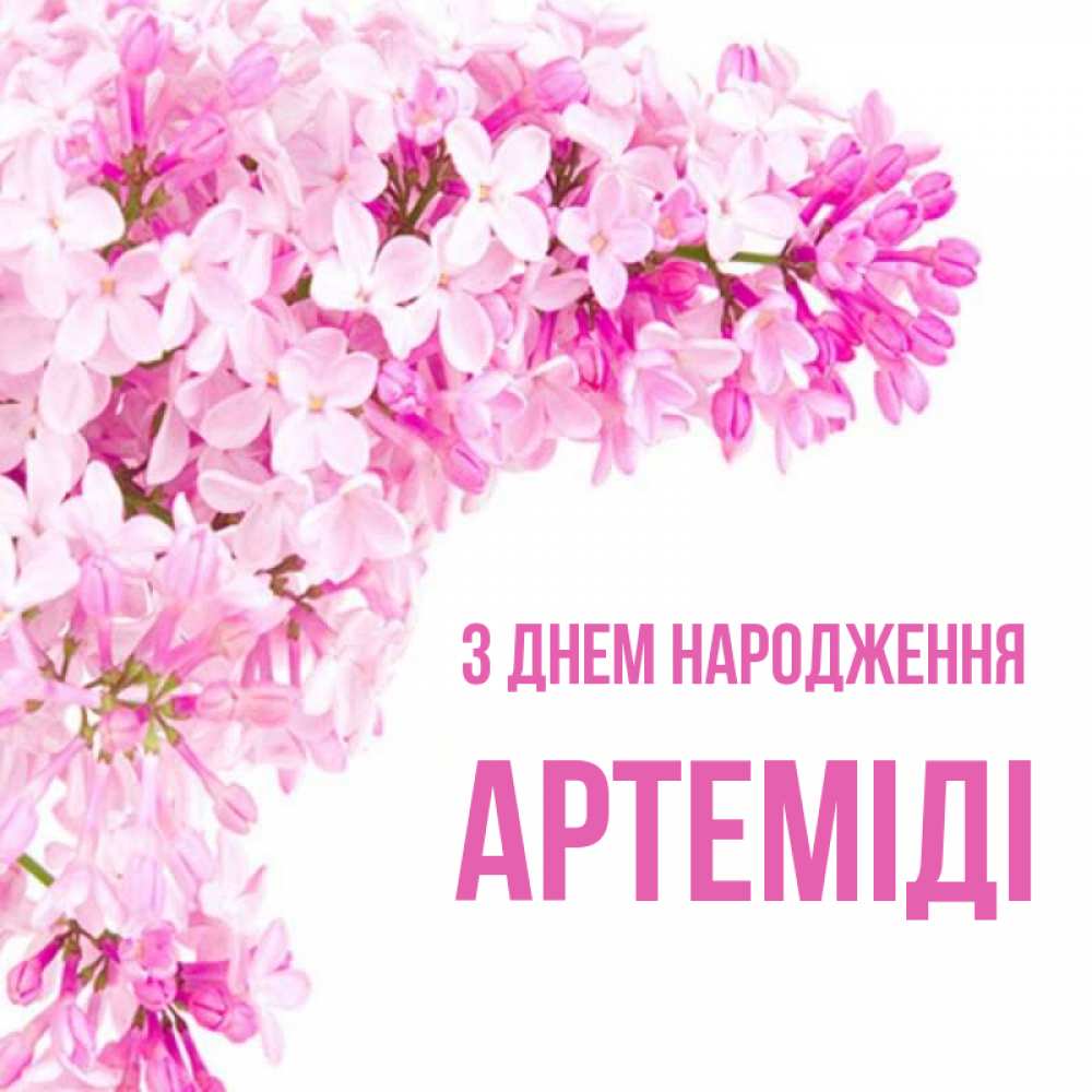 Открытка на каждый день з підписом, Артеміді З Днем народження Сирень на белом фоне Прикольна листівка з побажанням онлайн скачати безкоштовно 