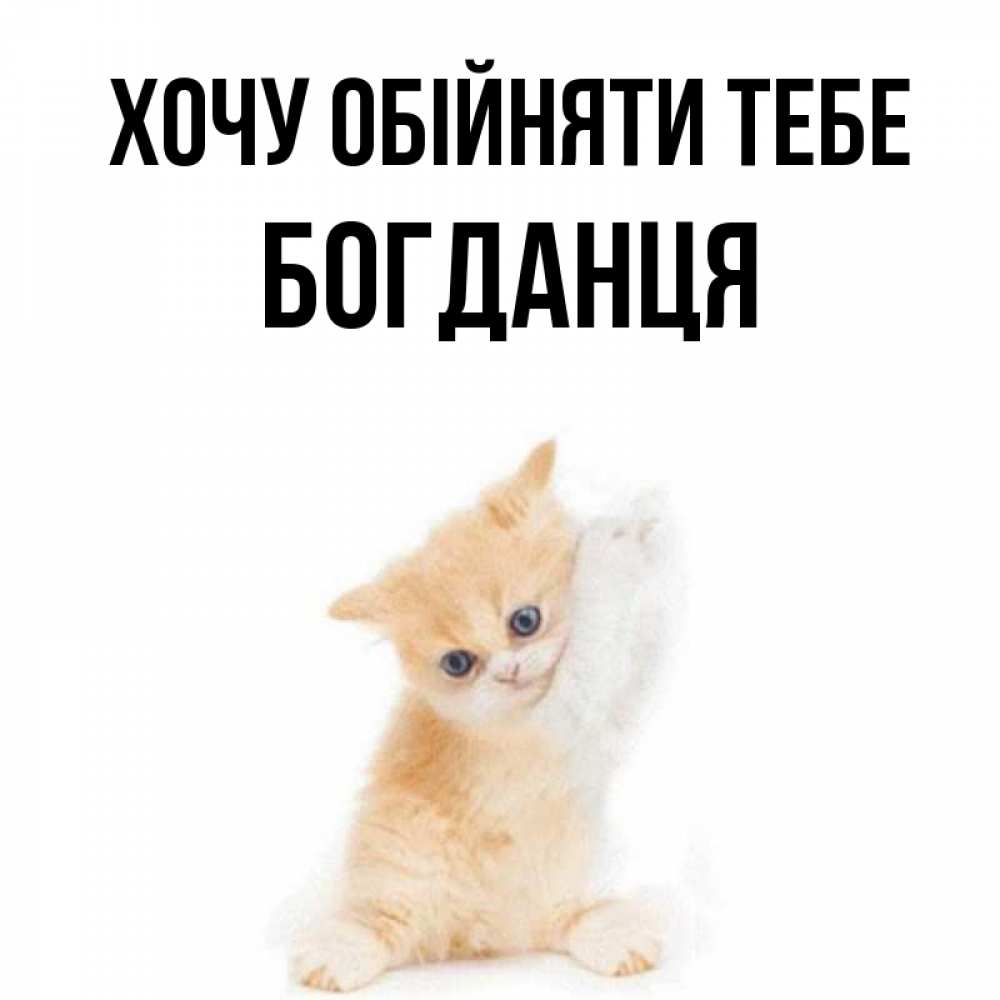 Открытка на каждый день з підписом, Богданця Хочу обійняти тебе я хочу очень скорее обнимаешек Прикольна листівка з побажанням онлайн скачати безкоштовно 