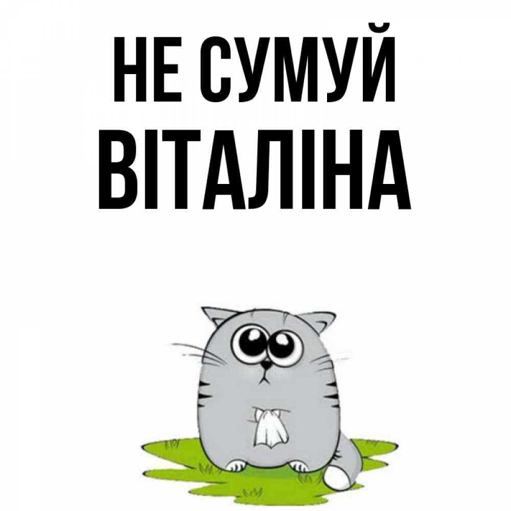 Открытка на каждый день з підписом, Віталіна Не сумуй грустный котяра Прикольна листівка з побажанням онлайн скачати безкоштовно 