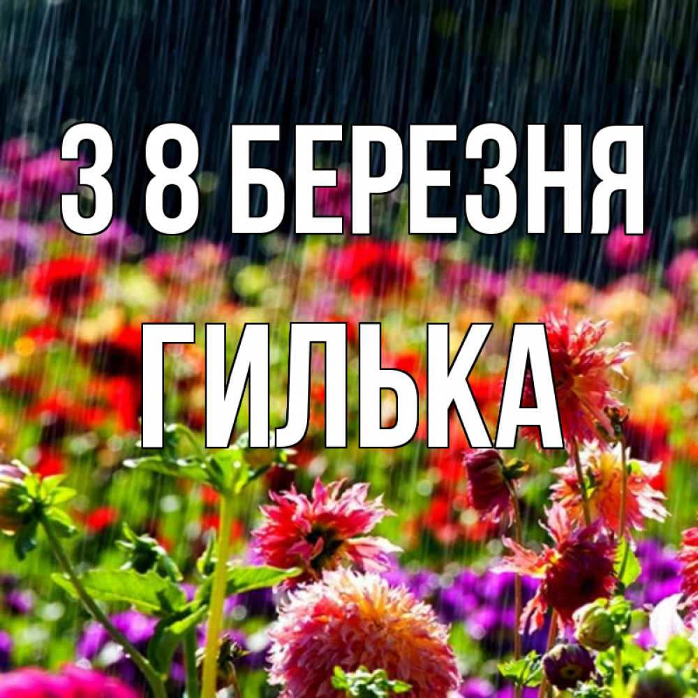 Открытка на каждый день з підписом, Гилька З 8 БЕРЕЗНЯ цветы под дождиком к международному женскому дню Прикольна листівка з побажанням онлайн скачати безкоштовно 