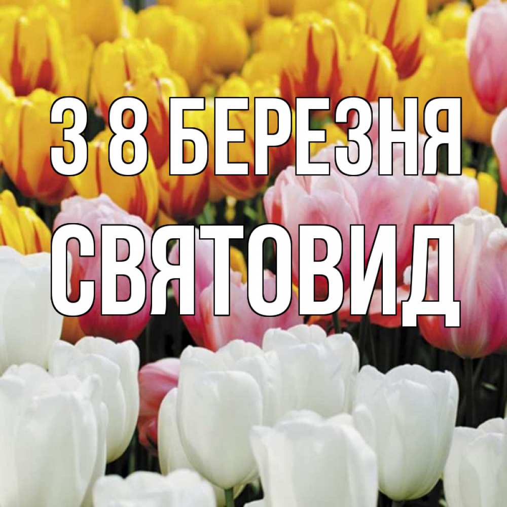 Открытка на каждый день з підписом, Святовид З 8 БЕРЕЗНЯ разноцветные цветы Прикольна листівка з побажанням онлайн скачати безкоштовно 