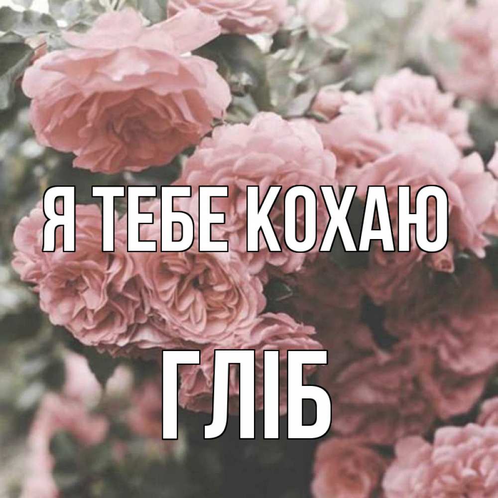Открытка на каждый день з підписом, Гліб Я тебе кохаю розы 3 Прикольна листівка з побажанням онлайн скачати безкоштовно 