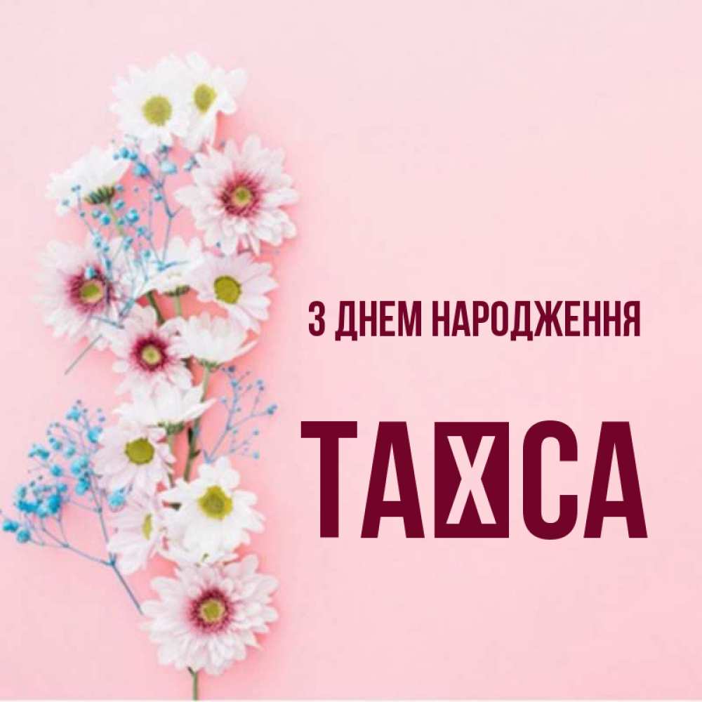 Открытка на каждый день з підписом, Таїса З Днем народження Родная моя с днем рождения тебя картинка с цветами белыми и голубыми Прикольна листівка з побажанням онлайн скачати безкоштовно 