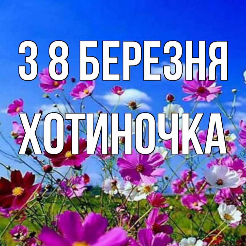 Открытка на каждый день з підписом, Хотиночка З 8 БЕРЕЗНЯ цветы Прикольна листівка з побажанням онлайн скачати безкоштовно 