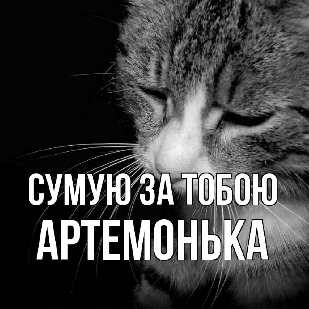 Открытка на каждый день з підписом, Артемонька Сумую за тобою мне скучно Прикольна листівка з побажанням онлайн скачати безкоштовно 