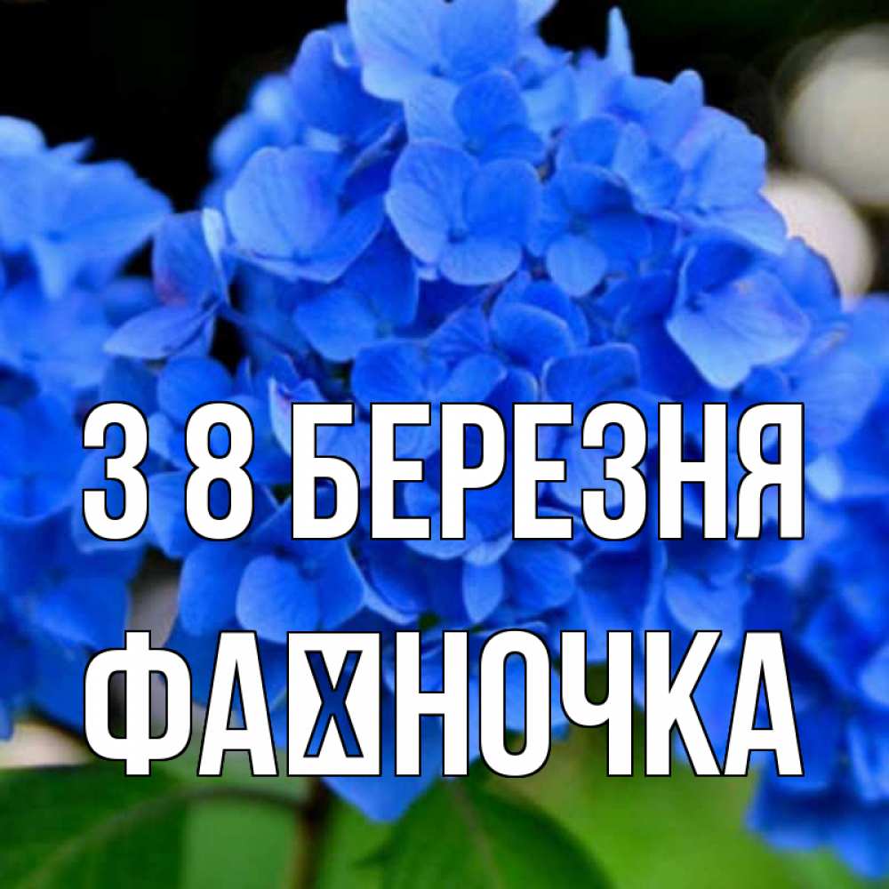 Открытка на каждый день з підписом, Фаїночка З 8 БЕРЕЗНЯ синие цветы Прикольна листівка з побажанням онлайн скачати безкоштовно 