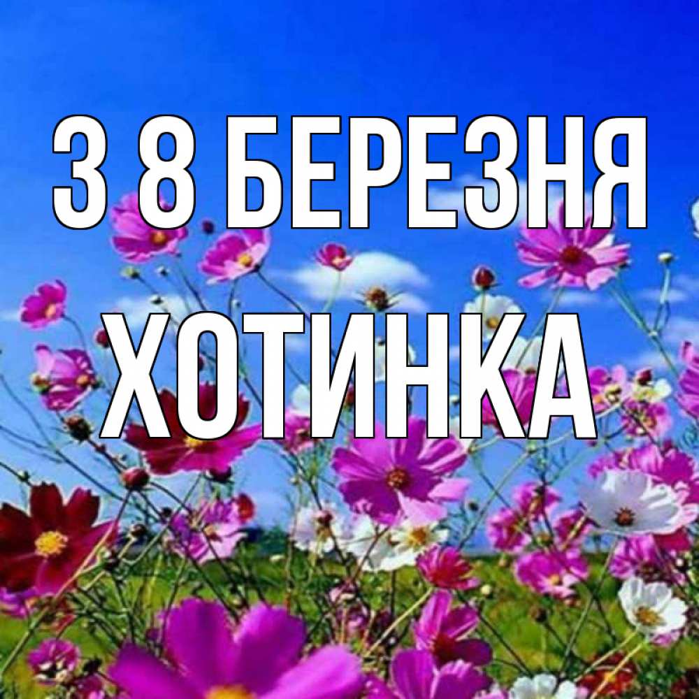 Открытка на каждый день з підписом, Хотинка З 8 БЕРЕЗНЯ цветы Прикольна листівка з побажанням онлайн скачати безкоштовно 