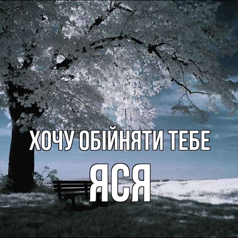 Открытка на каждый день з підписом, Яся Хочу обійняти тебе дерево Прикольна листівка з побажанням онлайн скачати безкоштовно 