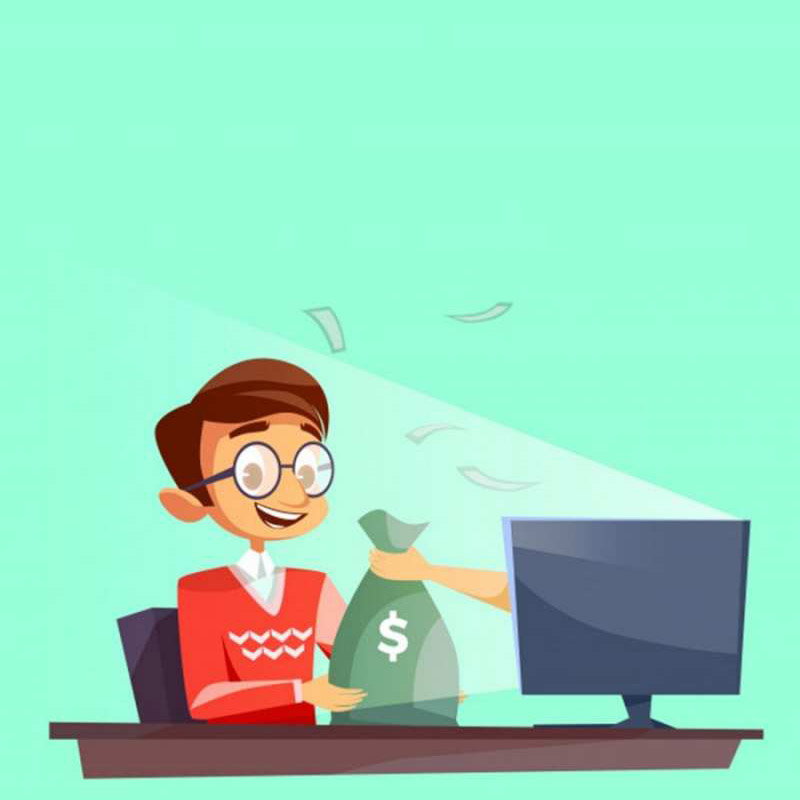 Открытка заработал деньги онлайн  мешок денег из монитора  Бажаю тобі успіху 