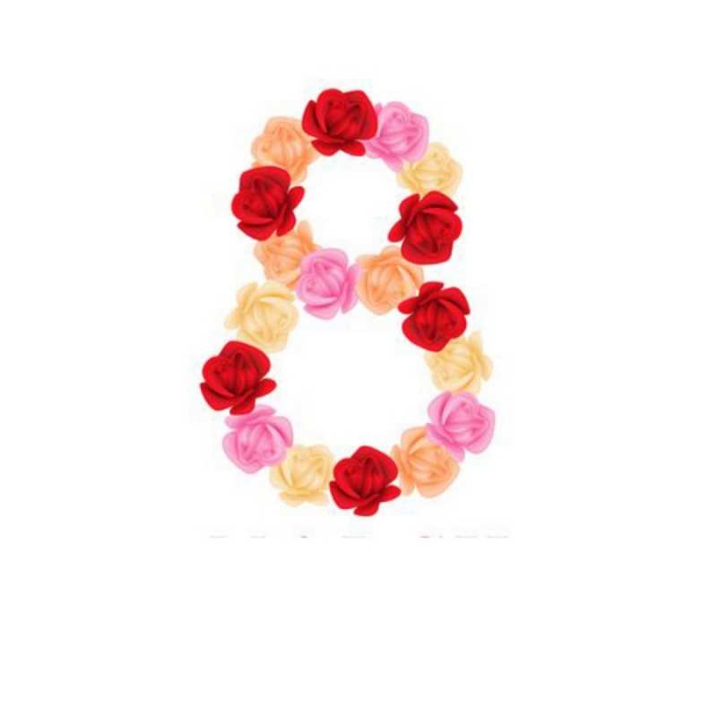 Открытка восьмерка из роз  международный женский день  З 8 БЕРЕЗНЯ 