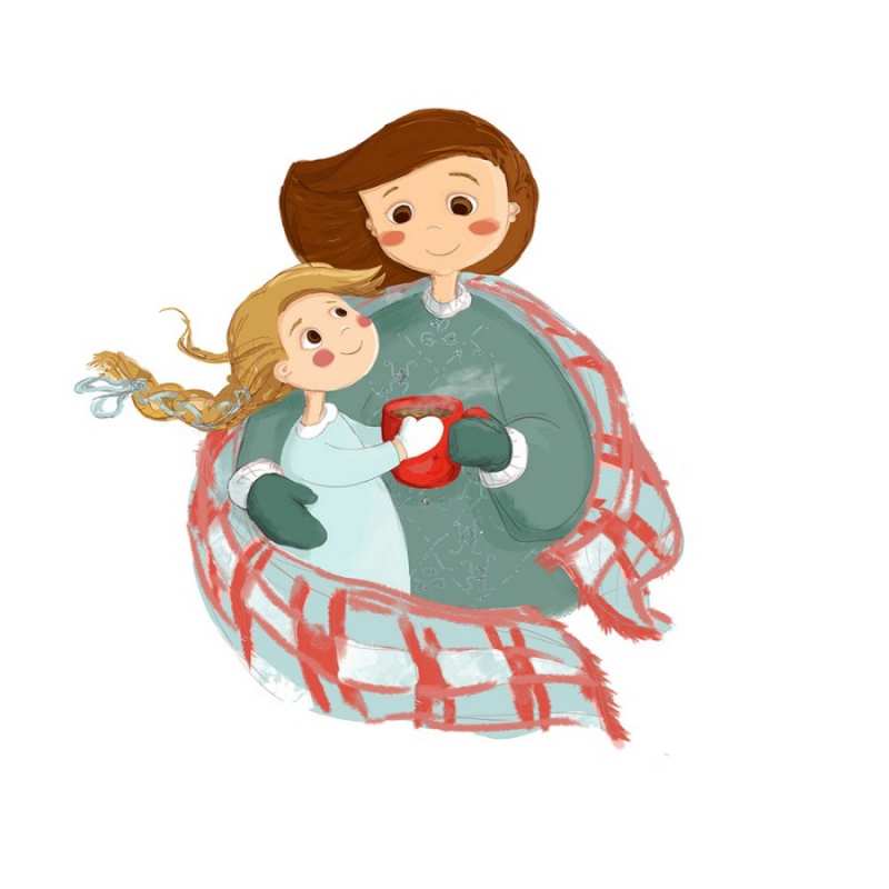 Открытка Плед и праочка  Горячий кофе  Хочу обійняти тебе 