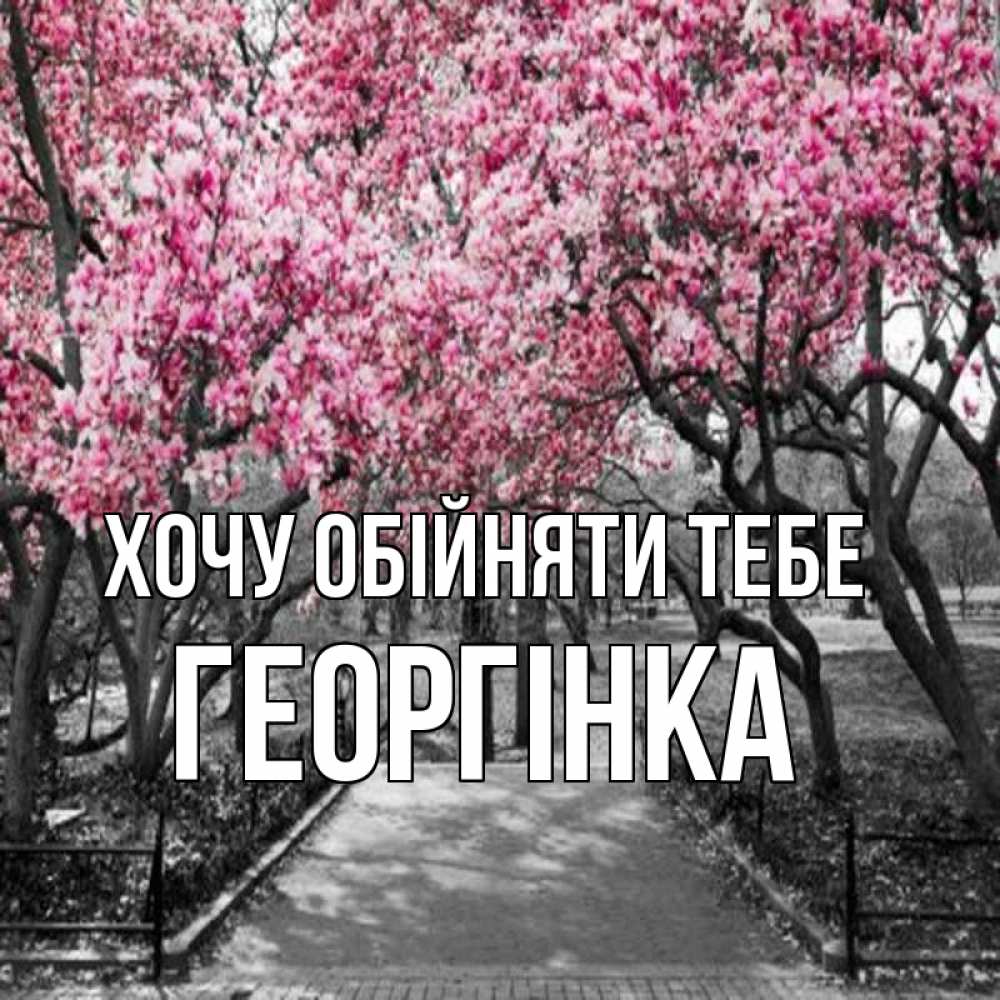 Открытка на каждый день з підписом, Георгінка Хочу обійняти тебе обработанное фото Прикольна листівка з побажанням онлайн скачати безкоштовно 