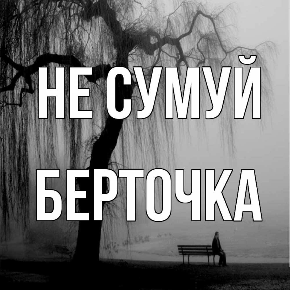 Открытка на каждый день з підписом, Берточка Не сумуй висящие ветки дерева и лавочка под деревом Прикольна листівка з побажанням онлайн скачати безкоштовно 