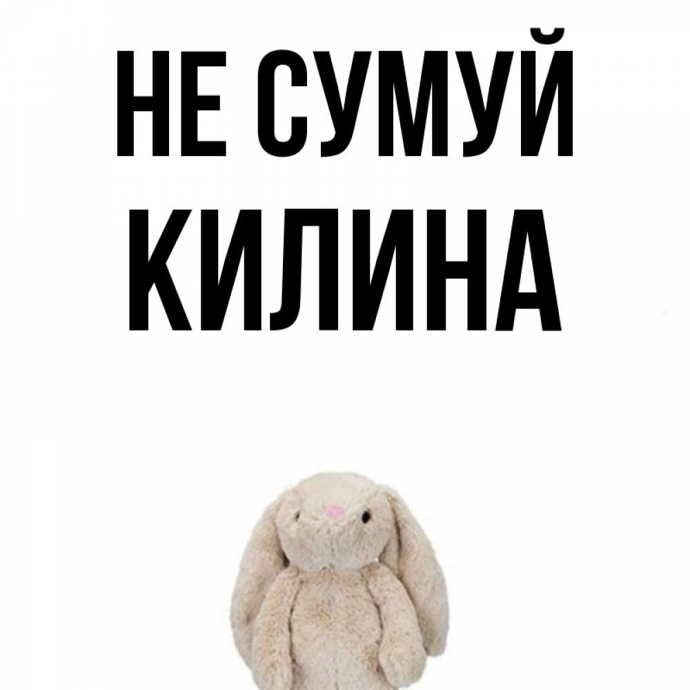 Открытка на каждый день з підписом, Килина Не сумуй детская игрушка зайчика Прикольна листівка з побажанням онлайн скачати безкоштовно 