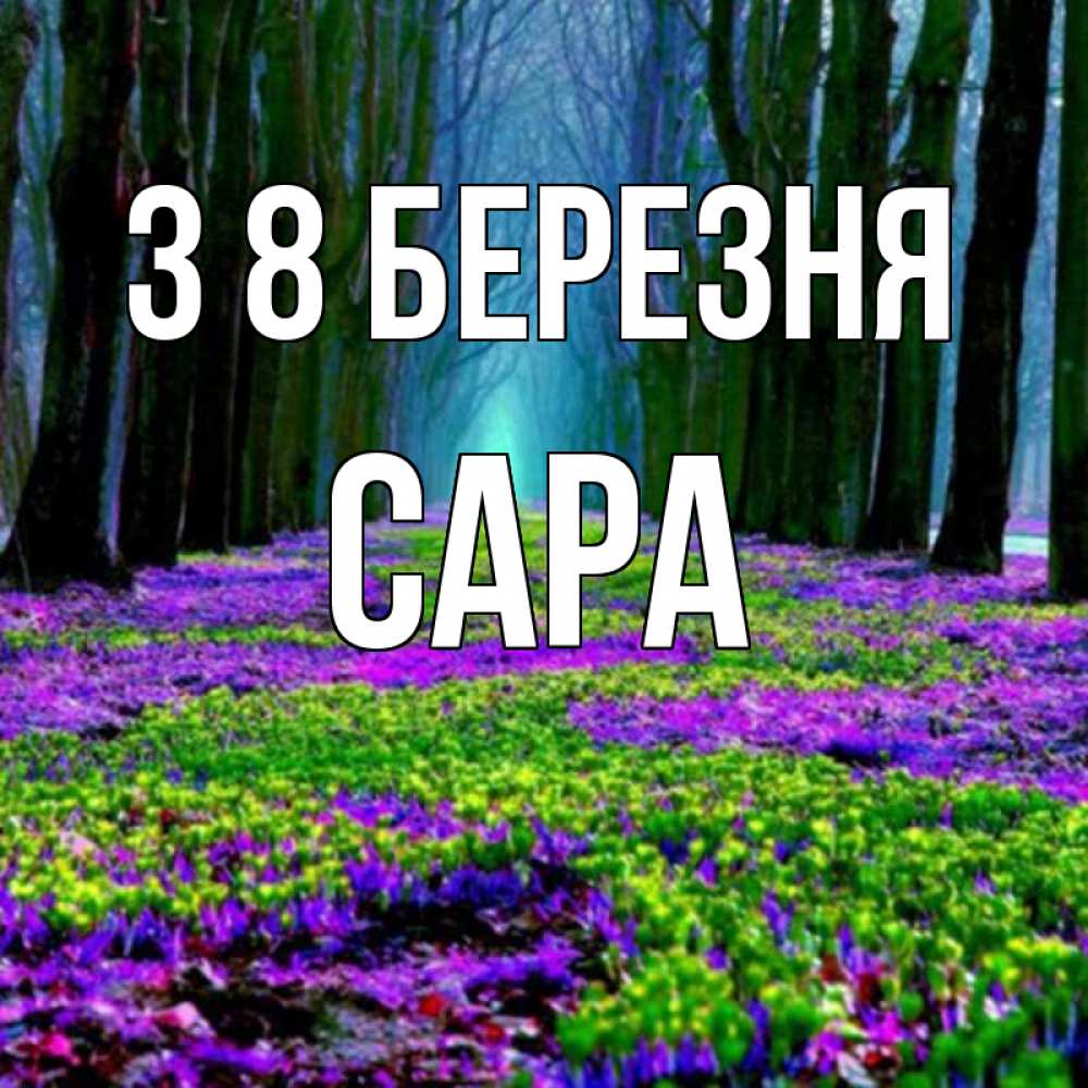 Открытка на каждый день з підписом, Сара З 8 БЕРЕЗНЯ фиолетовые цветы в лесу 1 Прикольна листівка з побажанням онлайн скачати безкоштовно 