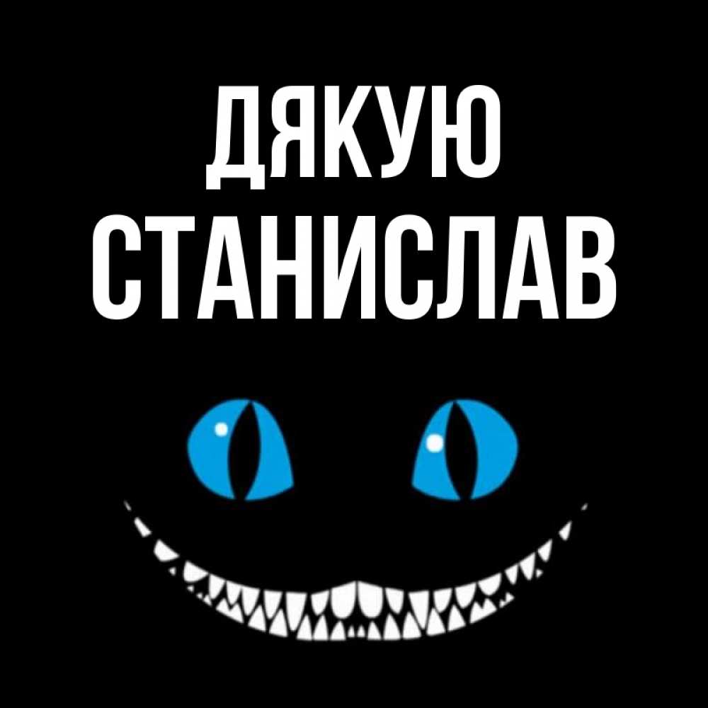 Открытка на каждый день з підписом, Станислав Дякую благодарю от чеширика Прикольна листівка з побажанням онлайн скачати безкоштовно 
