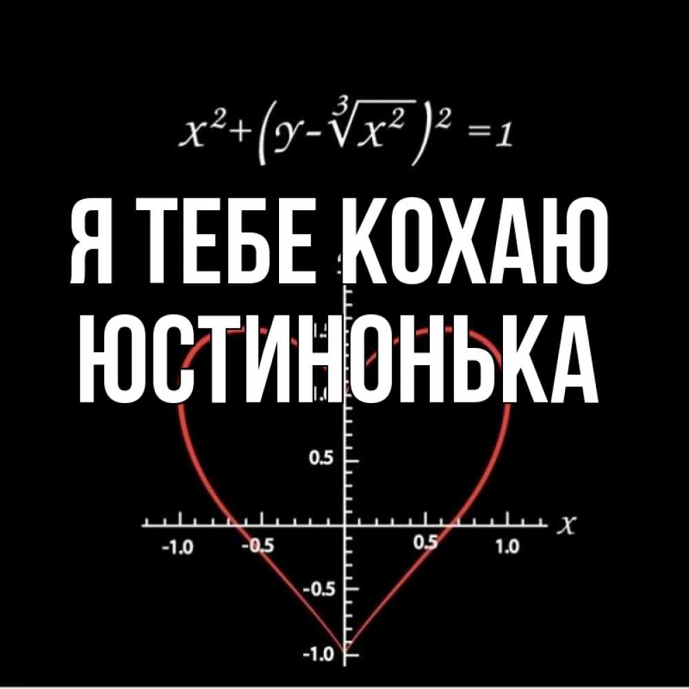 Открытка на каждый день з підписом, Юстинонька Я тебе кохаю сердечная формула Прикольна листівка з побажанням онлайн скачати безкоштовно 