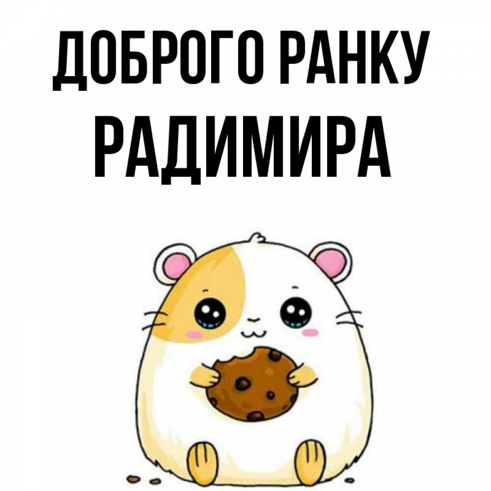 Открытка на каждый день з підписом, Радимира Доброго ранку есть печеньку. Утречко Прикольна листівка з побажанням онлайн скачати безкоштовно 