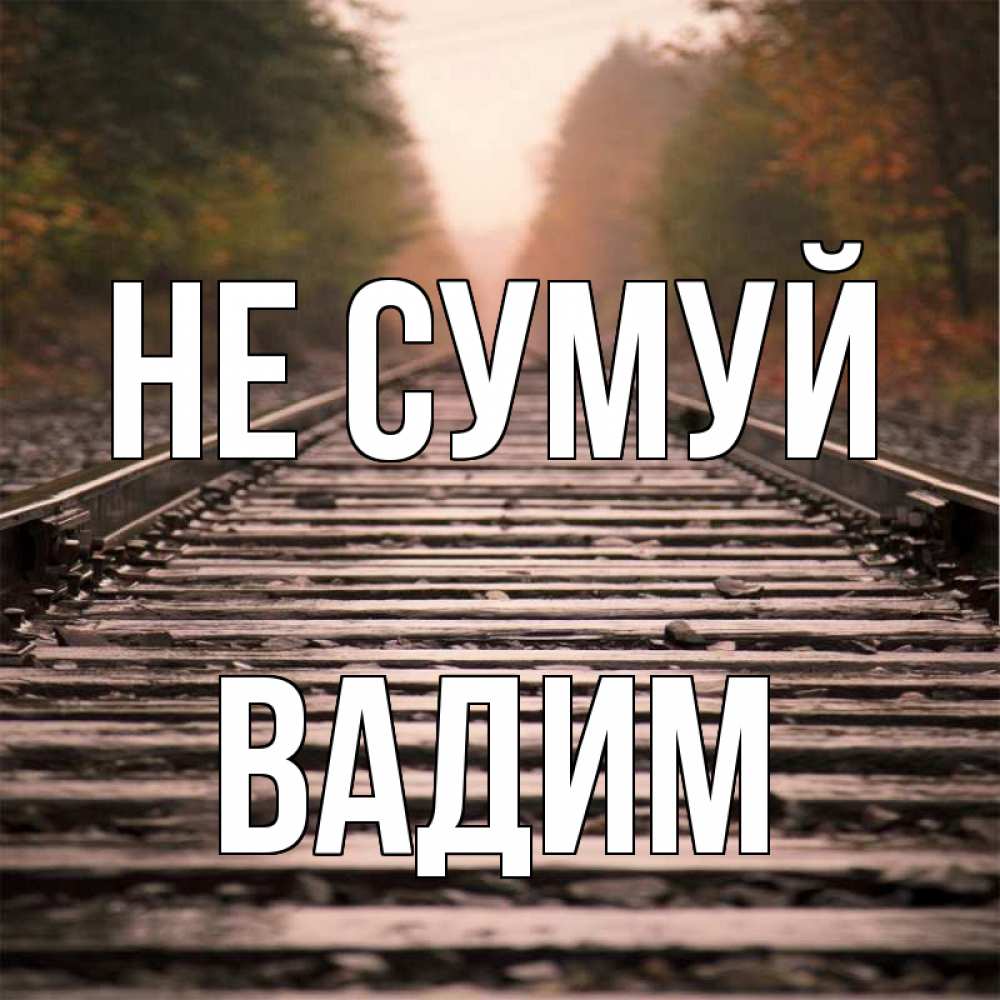 Открытка на каждый день з підписом, Вадим Не сумуй лес и железная дорога Прикольна листівка з побажанням онлайн скачати безкоштовно 