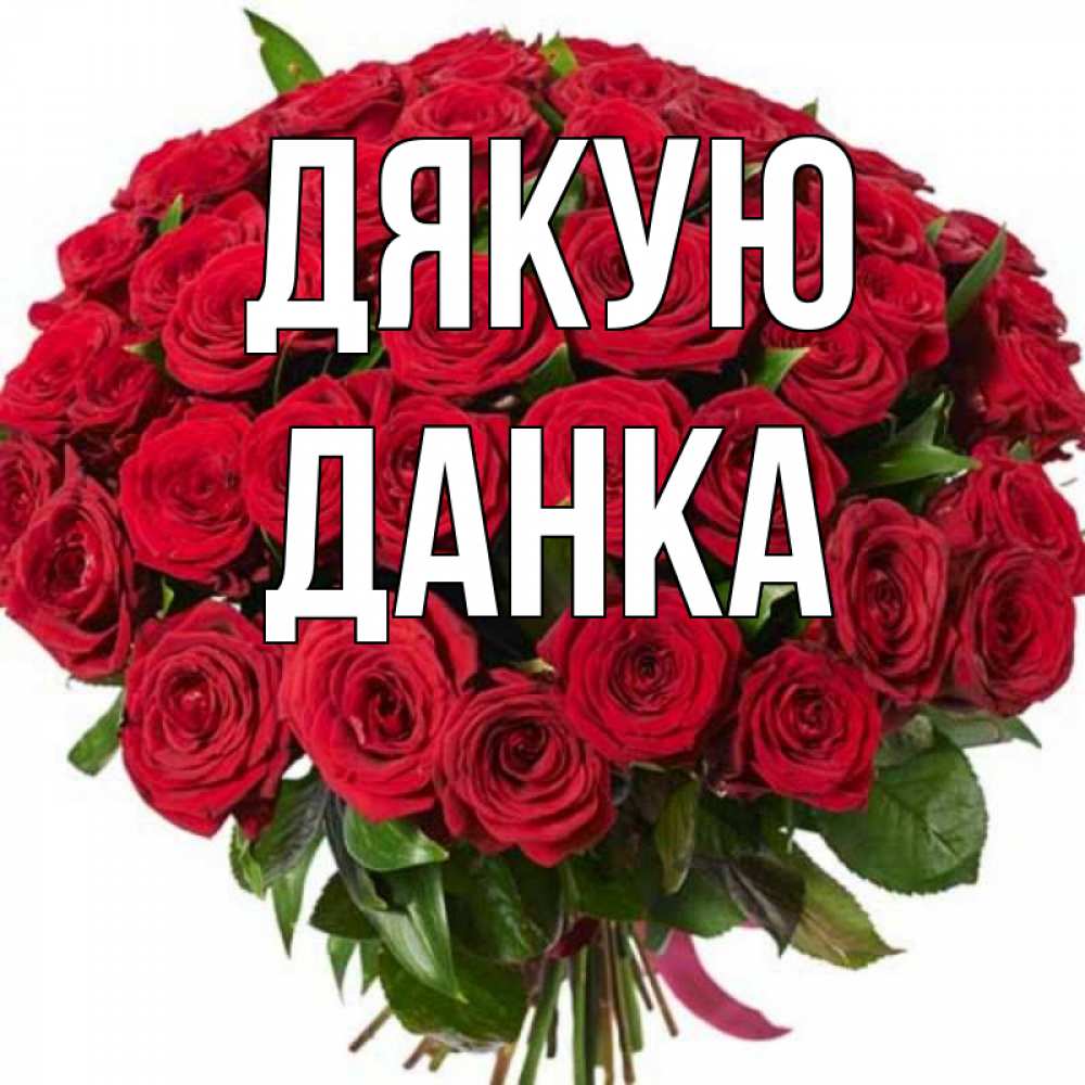 Открытка на каждый день з підписом, Данка Дякую букет красных роз Прикольна листівка з побажанням онлайн скачати безкоштовно 