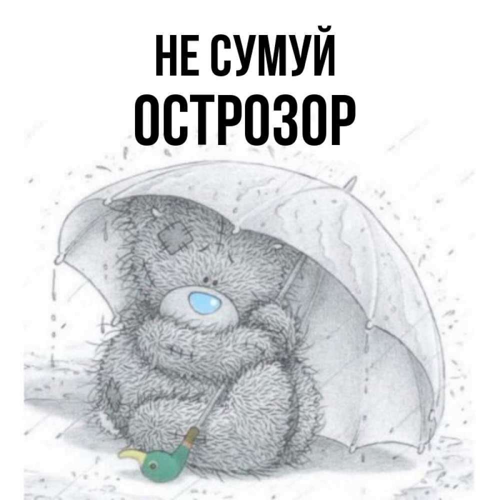Открытка на каждый день з підписом, Острозор Не сумуй спасите мишку Тедди Прикольна листівка з побажанням онлайн скачати безкоштовно 