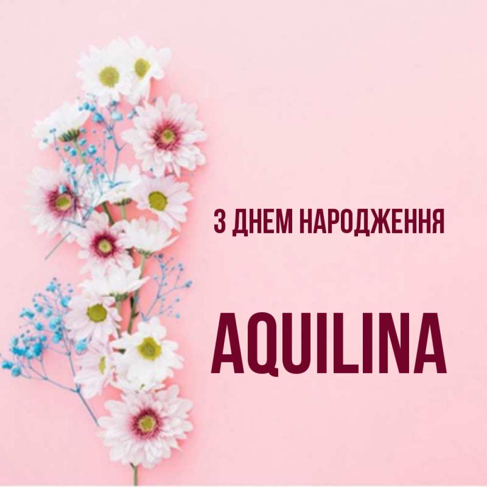 Открытка на каждый день з підписом, Aquilina З Днем народження Родная моя с днем рождения тебя картинка с цветами белыми и голубыми Прикольна листівка з побажанням онлайн скачати безкоштовно 