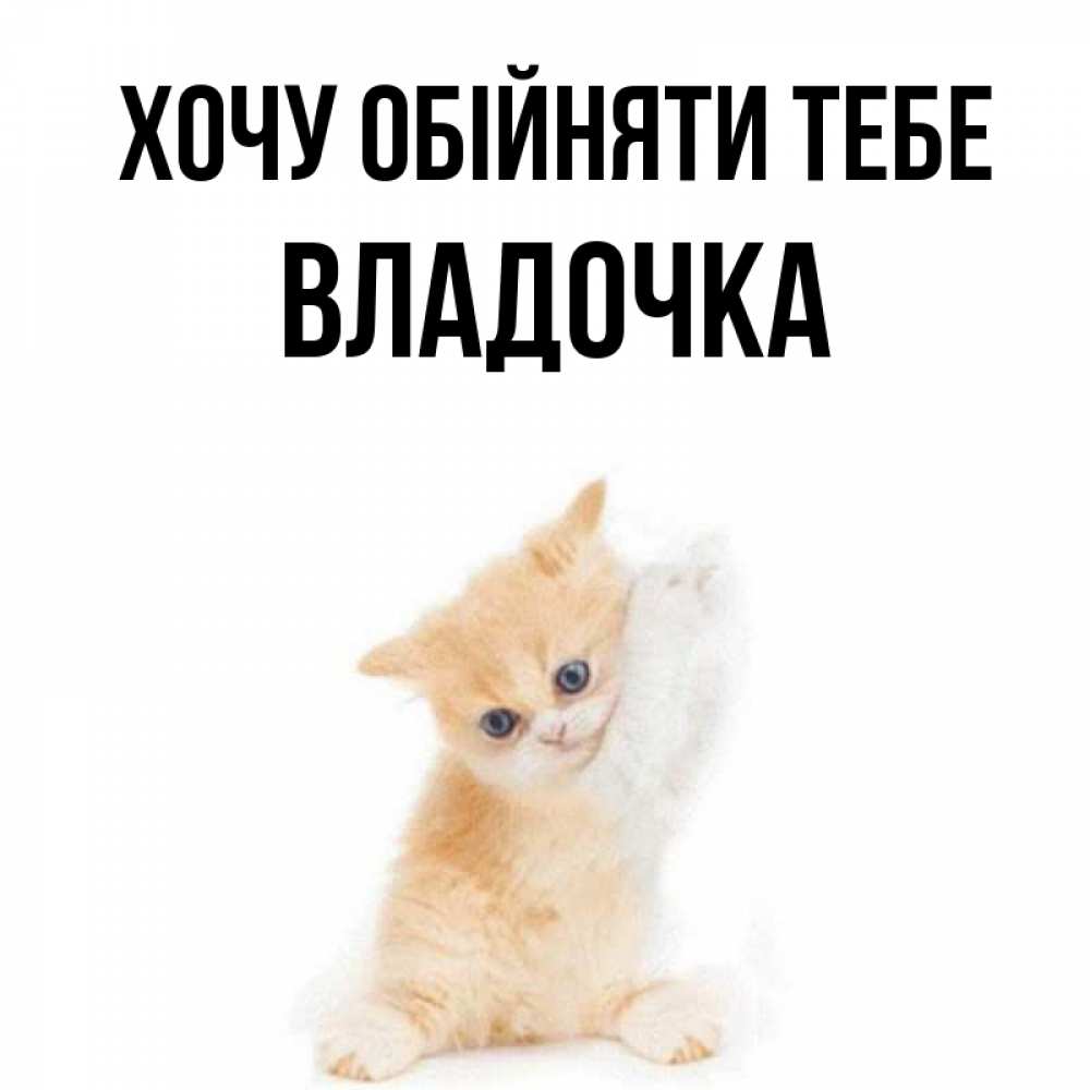 Открытка на каждый день з підписом, Владочка Хочу обійняти тебе я хочу очень скорее обнимаешек Прикольна листівка з побажанням онлайн скачати безкоштовно 