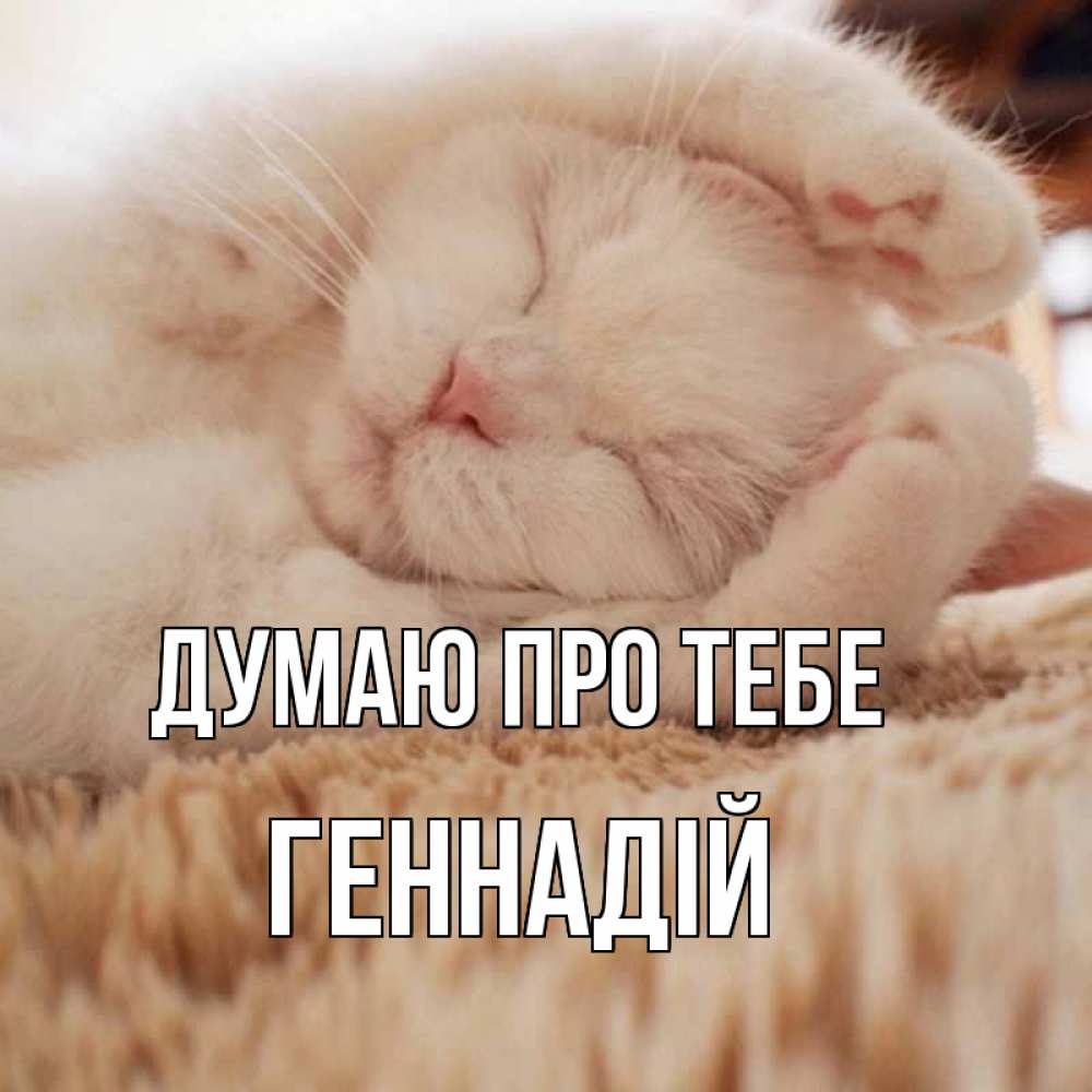 Открытка на каждый день з підписом, Геннадій Думаю про тебе для любимой девушки милота Прикольна листівка з побажанням онлайн скачати безкоштовно 