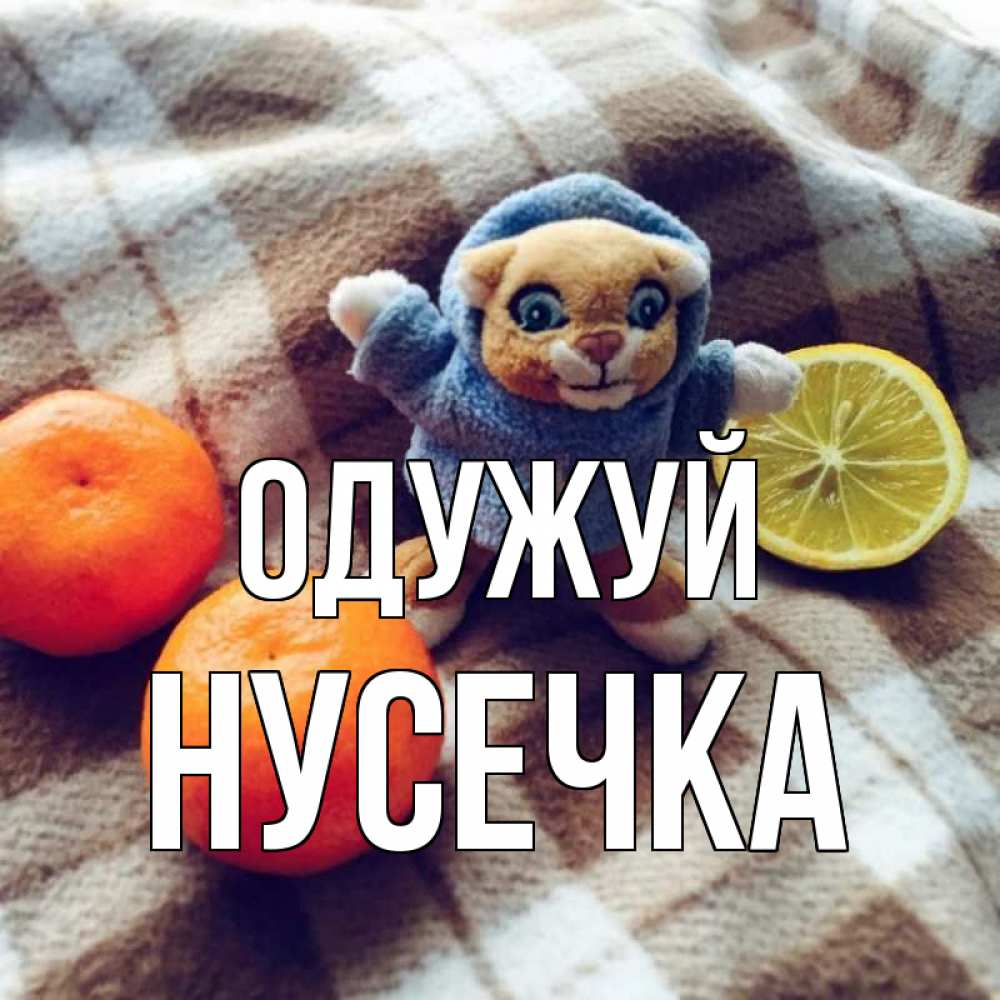 Открытка на каждый день з підписом, Нусечка Одужуй вот тебе апельсинка и лимон Прикольна листівка з побажанням онлайн скачати безкоштовно 