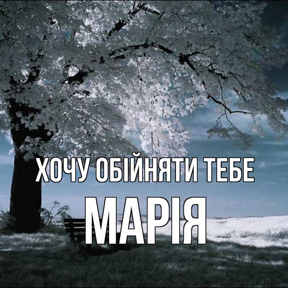 Открытка на каждый день з підписом, Марія Хочу обійняти тебе дерево Прикольна листівка з побажанням онлайн скачати безкоштовно 