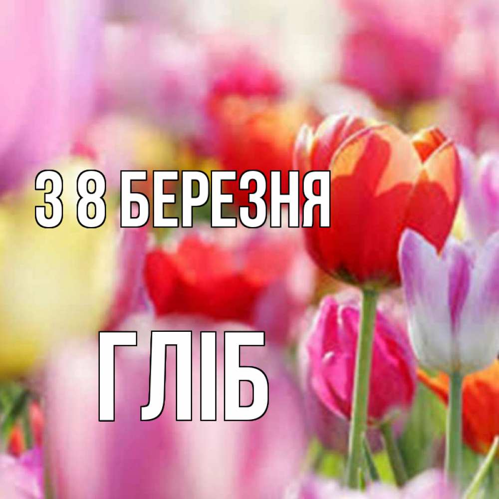 Открытка на каждый день з підписом, Гліб З 8 БЕРЕЗНЯ на международный женский день 2 Прикольна листівка з побажанням онлайн скачати безкоштовно 