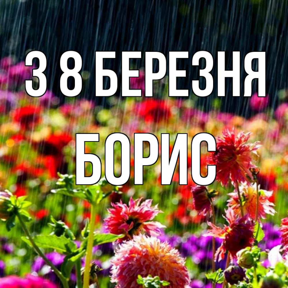 Открытка на каждый день з підписом, Борис З 8 БЕРЕЗНЯ цветы под дождиком к международному женскому дню Прикольна листівка з побажанням онлайн скачати безкоштовно 