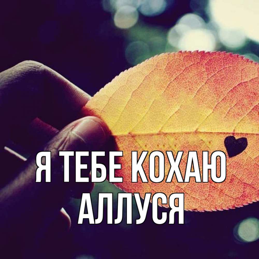 Открытка на каждый день з підписом, Аллуся Я тебе кохаю держу лист Прикольна листівка з побажанням онлайн скачати безкоштовно 