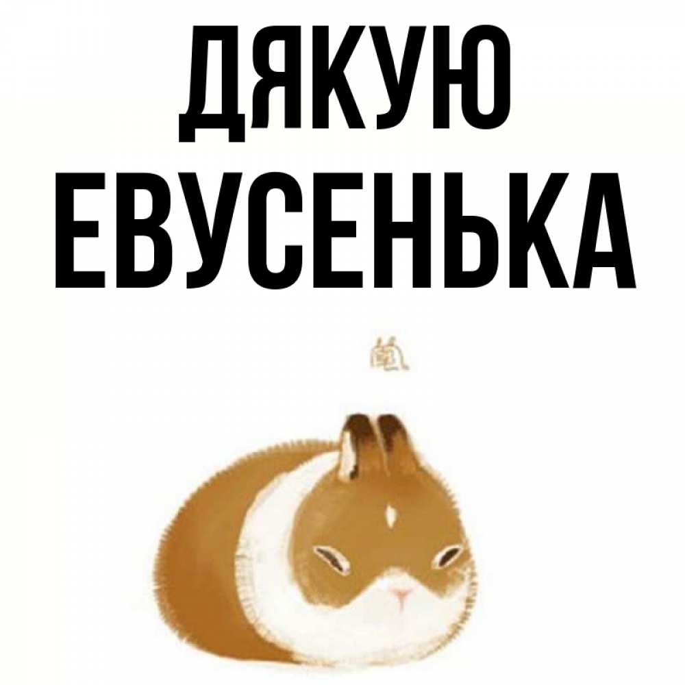 Открытка на каждый день з підписом, Евусенька Дякую коричнево белый домашний питомец Прикольна листівка з побажанням онлайн скачати безкоштовно 