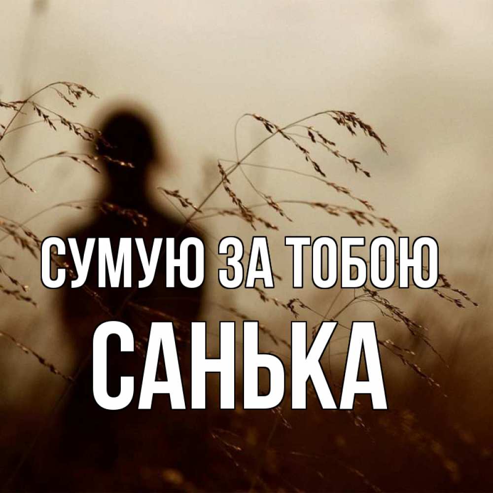 Открытка на каждый день з підписом, Санька Сумую за тобою силуэт девушки Прикольна листівка з побажанням онлайн скачати безкоштовно 