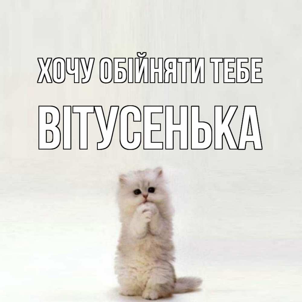 Открытка на каждый день з підписом, Вітусенька Хочу обійняти тебе открытки с креативными подписями Прикольна листівка з побажанням онлайн скачати безкоштовно 