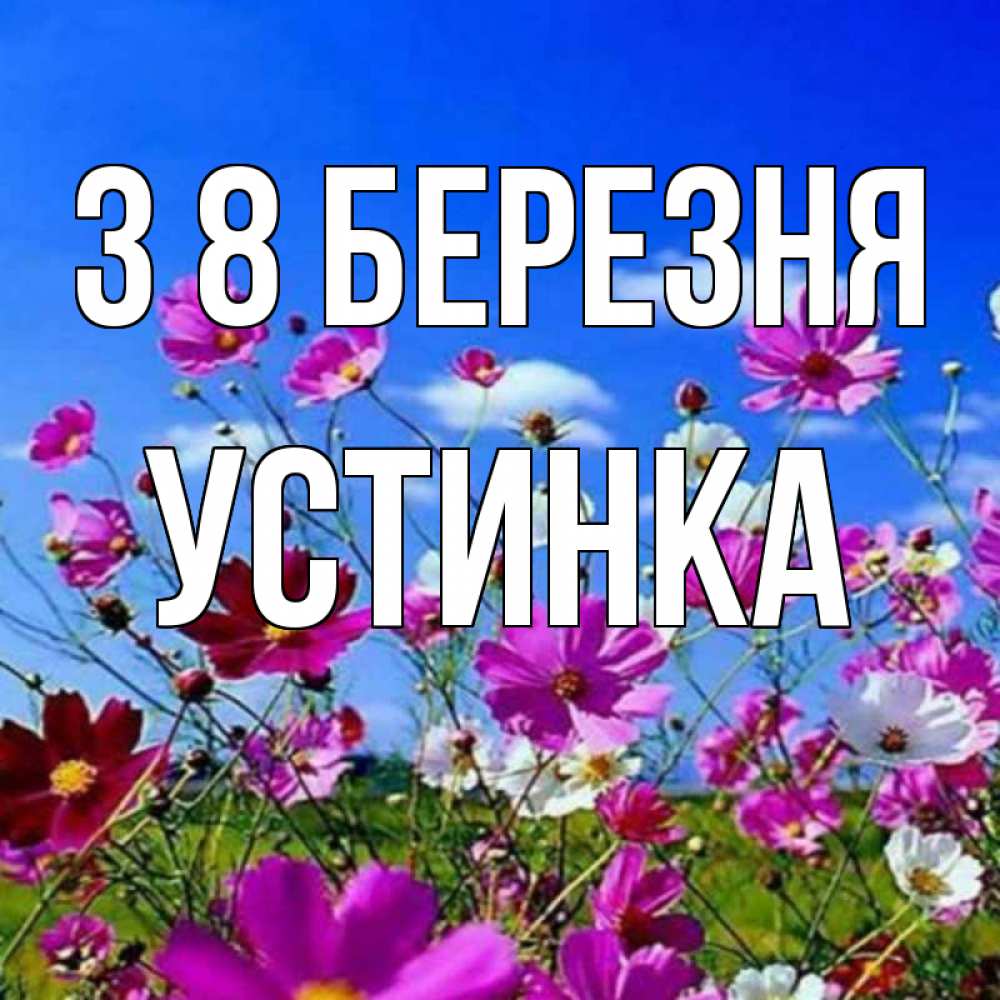 Открытка на каждый день з підписом, Устинка З 8 БЕРЕЗНЯ цветы Прикольна листівка з побажанням онлайн скачати безкоштовно 