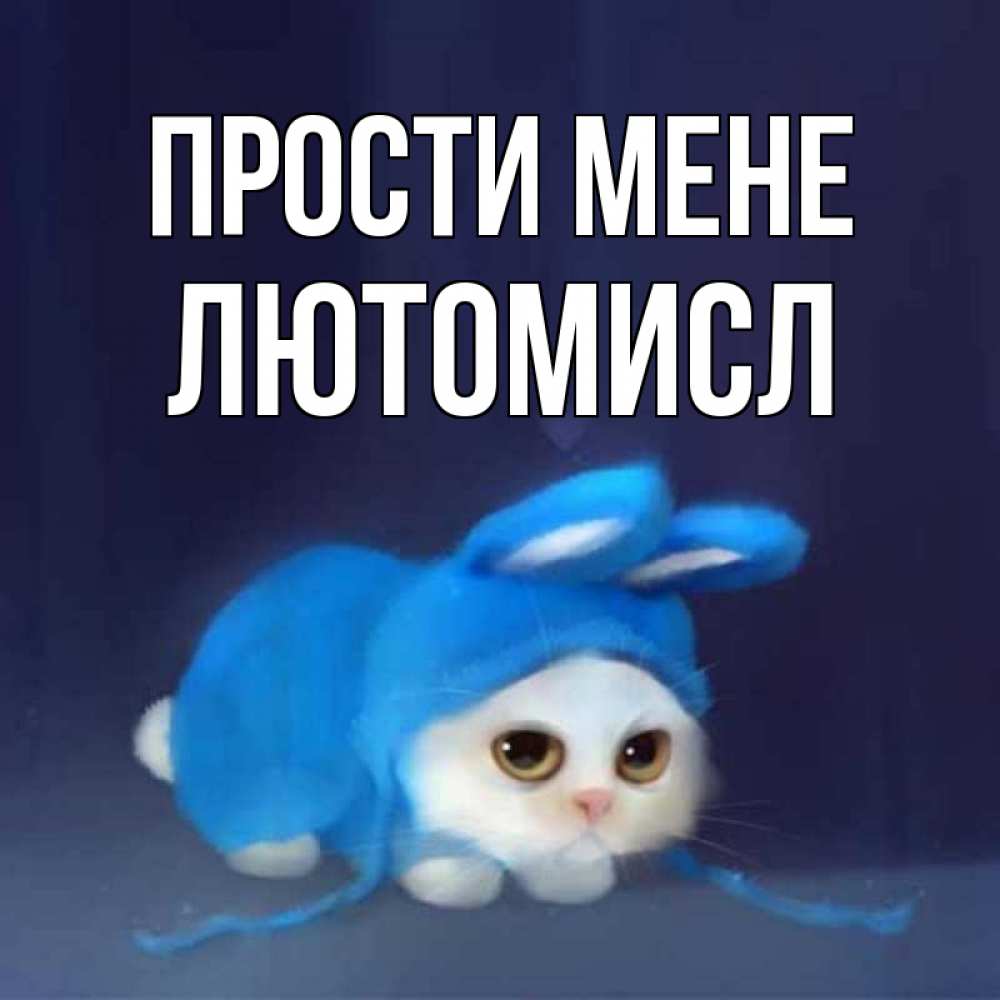 Открытка на каждый день з підписом, Лютомисл Прости мене невинный котозай просит прощения Прикольна листівка з побажанням онлайн скачати безкоштовно 