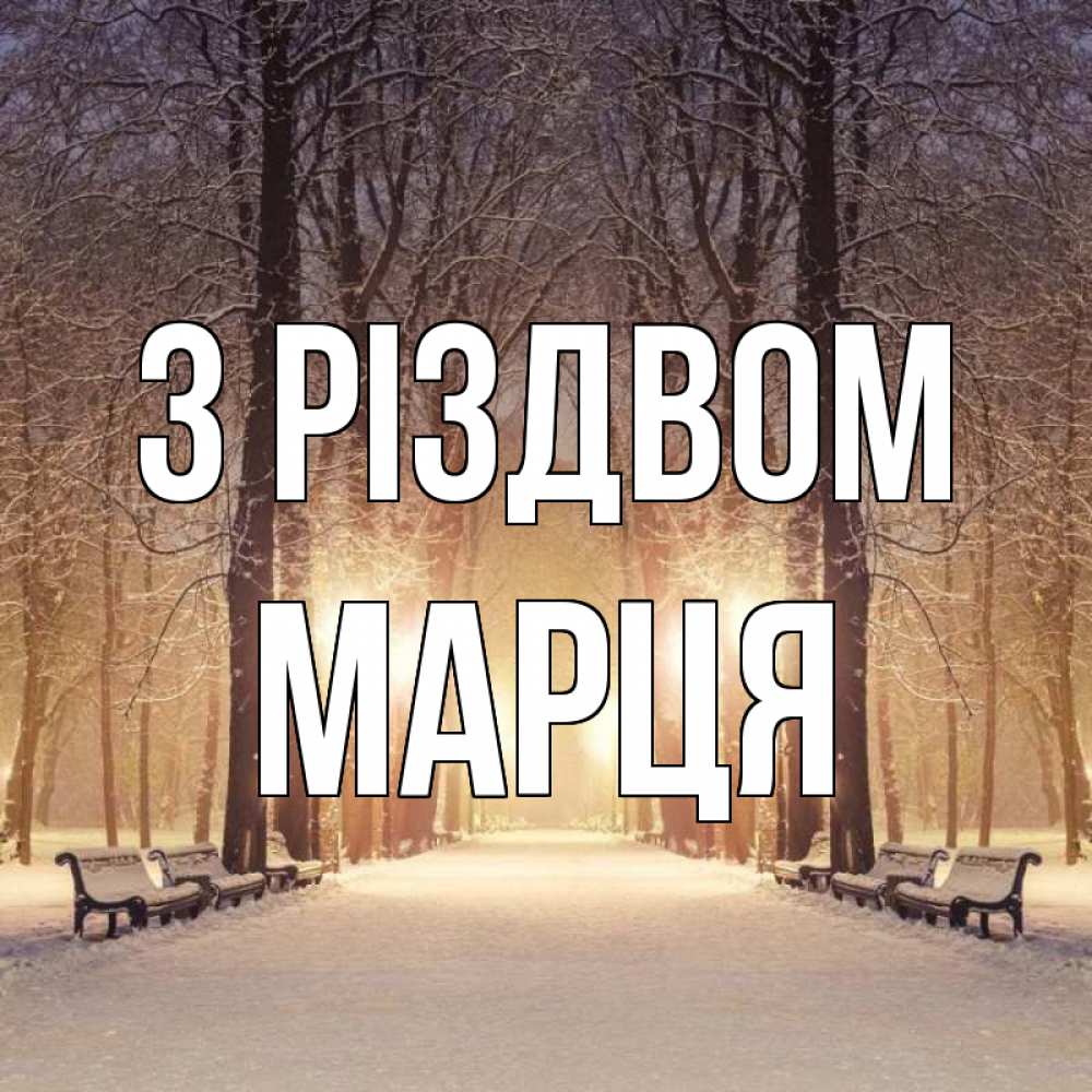 Открытка на каждый день з підписом, Марця З Різдвом зима, парк, фонарь, лес Прикольна листівка з побажанням онлайн скачати безкоштовно 