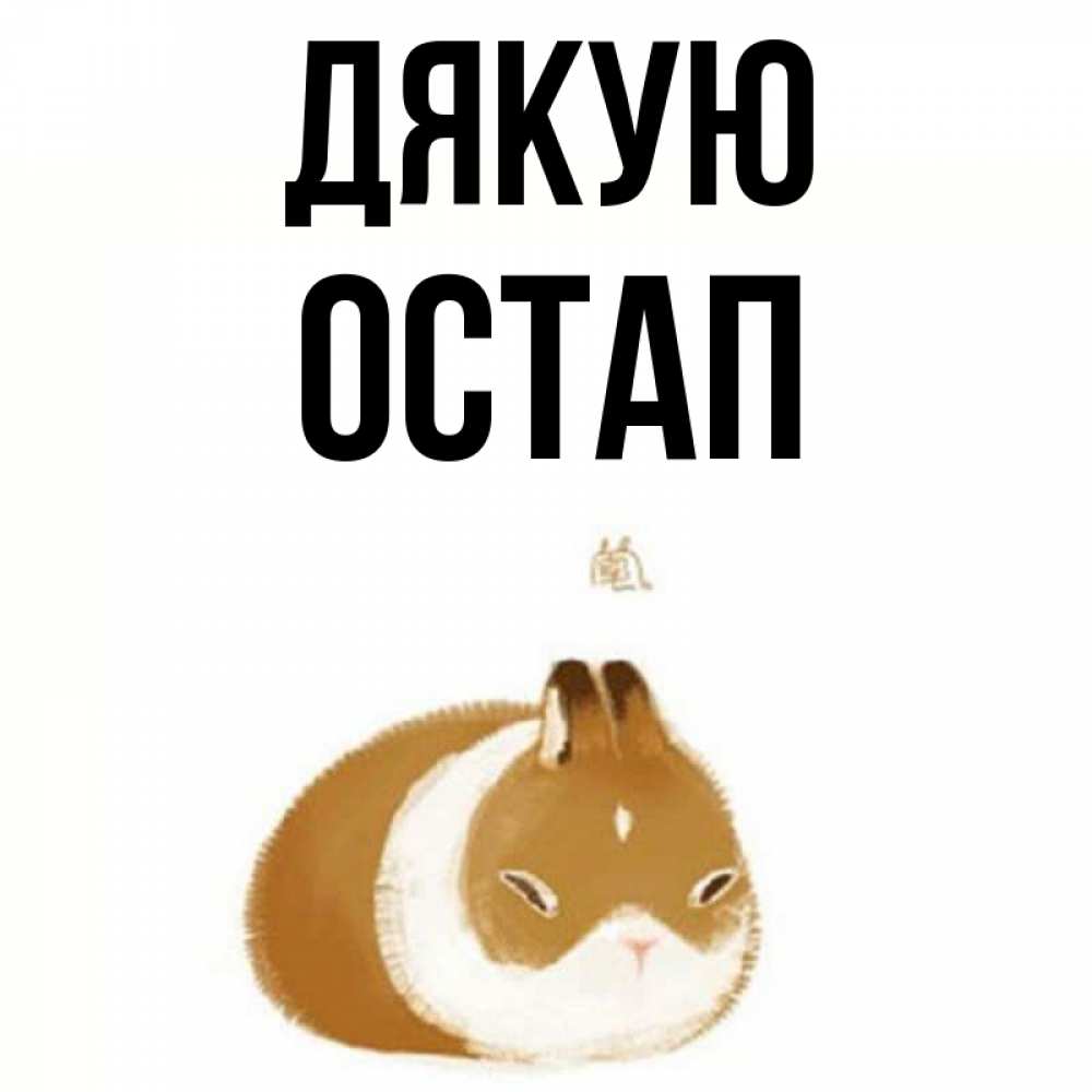Открытка на каждый день з підписом, Остап Дякую коричнево белый домашний питомец Прикольна листівка з побажанням онлайн скачати безкоштовно 