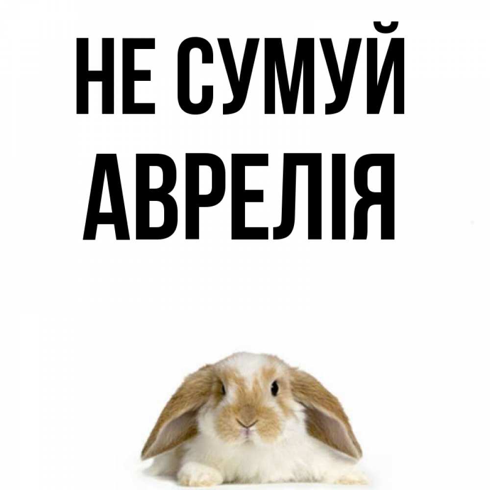 Открытка на каждый день з підписом, Аврелія Не сумуй коричнево белый заяц с большими ушками Прикольна листівка з побажанням онлайн скачати безкоштовно 
