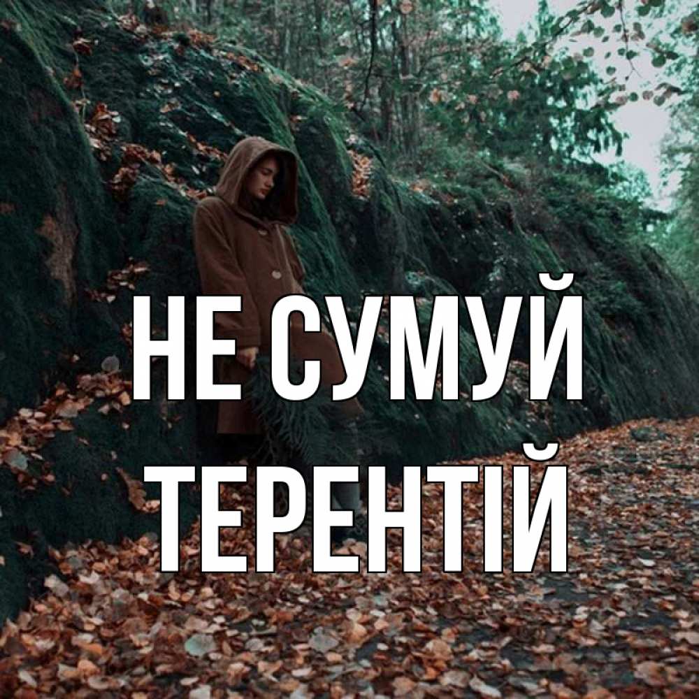 Открытка на каждый день з підписом, Терентій Не сумуй осенний лес Прикольна листівка з побажанням онлайн скачати безкоштовно 