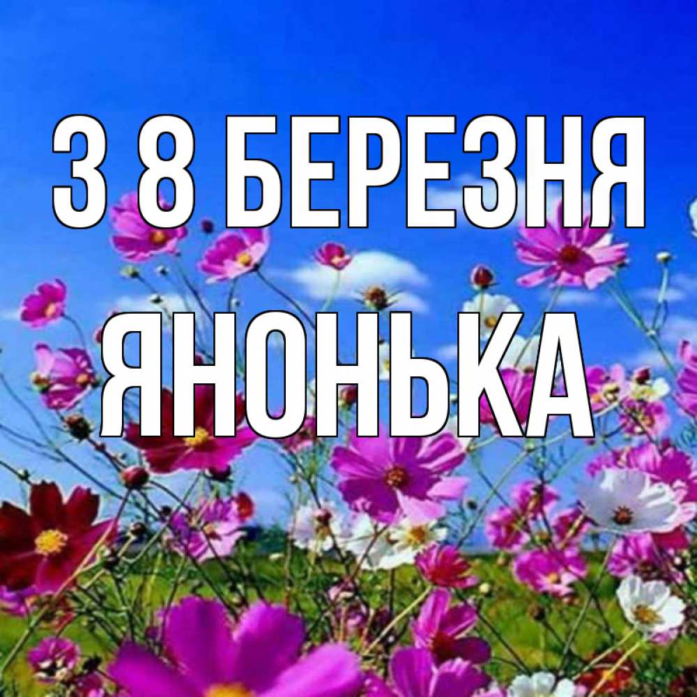 Открытка на каждый день з підписом, Янонька З 8 БЕРЕЗНЯ цветы Прикольна листівка з побажанням онлайн скачати безкоштовно 